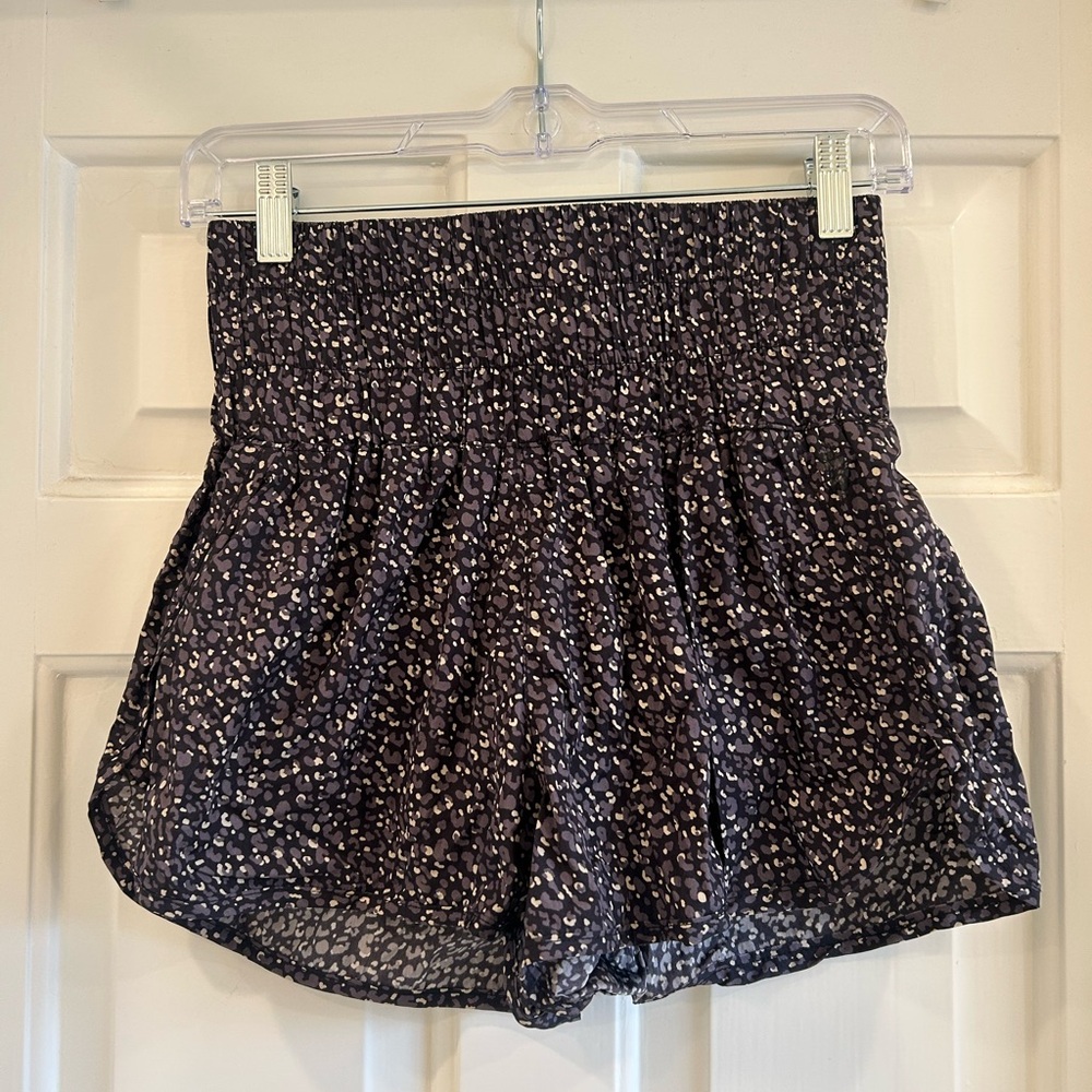 FP Movement by Free People High Waist Black Patterned Shorts